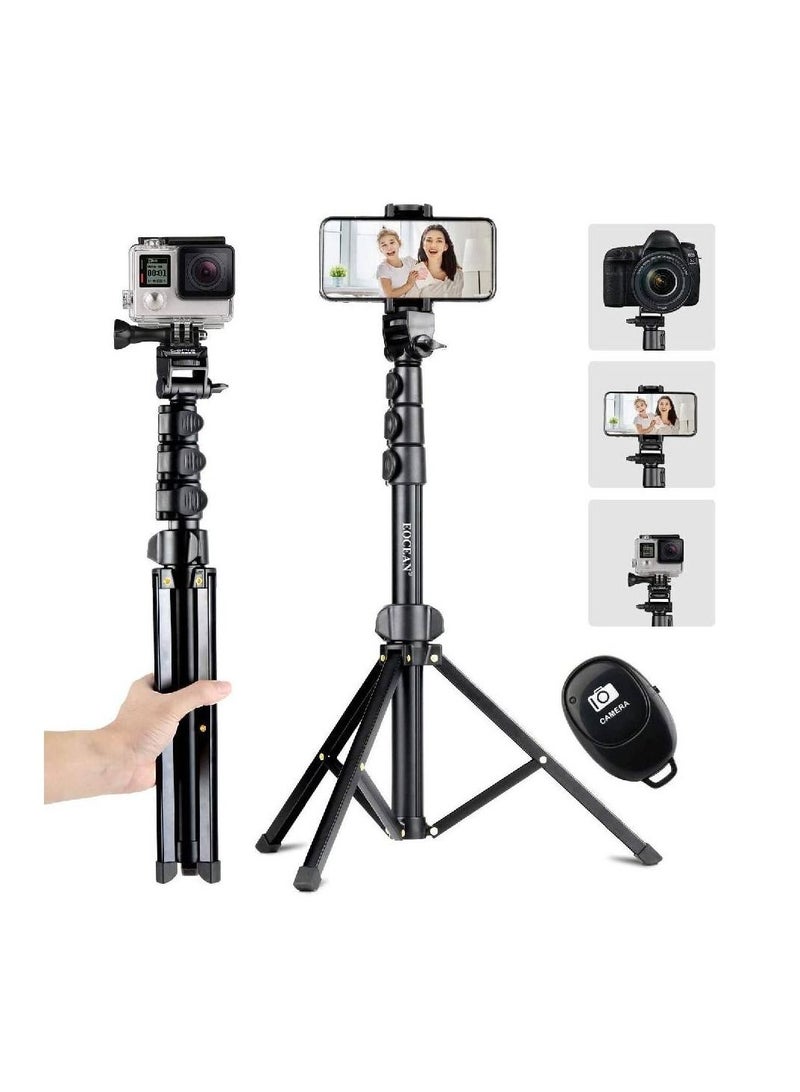 Selfie Stick Tripod with Bluetooth Remote Universal Phone Clip For iPhone Android Phone Small Camera Black