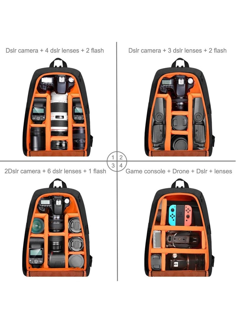 Large Capacity Waterproof Shockproof Backpack Camera Bag w/15 Inch Laptop Compartment Rain Cover for Men Women Photographer DSLR SLR Cameras Lenses Tripod Photography Accessories