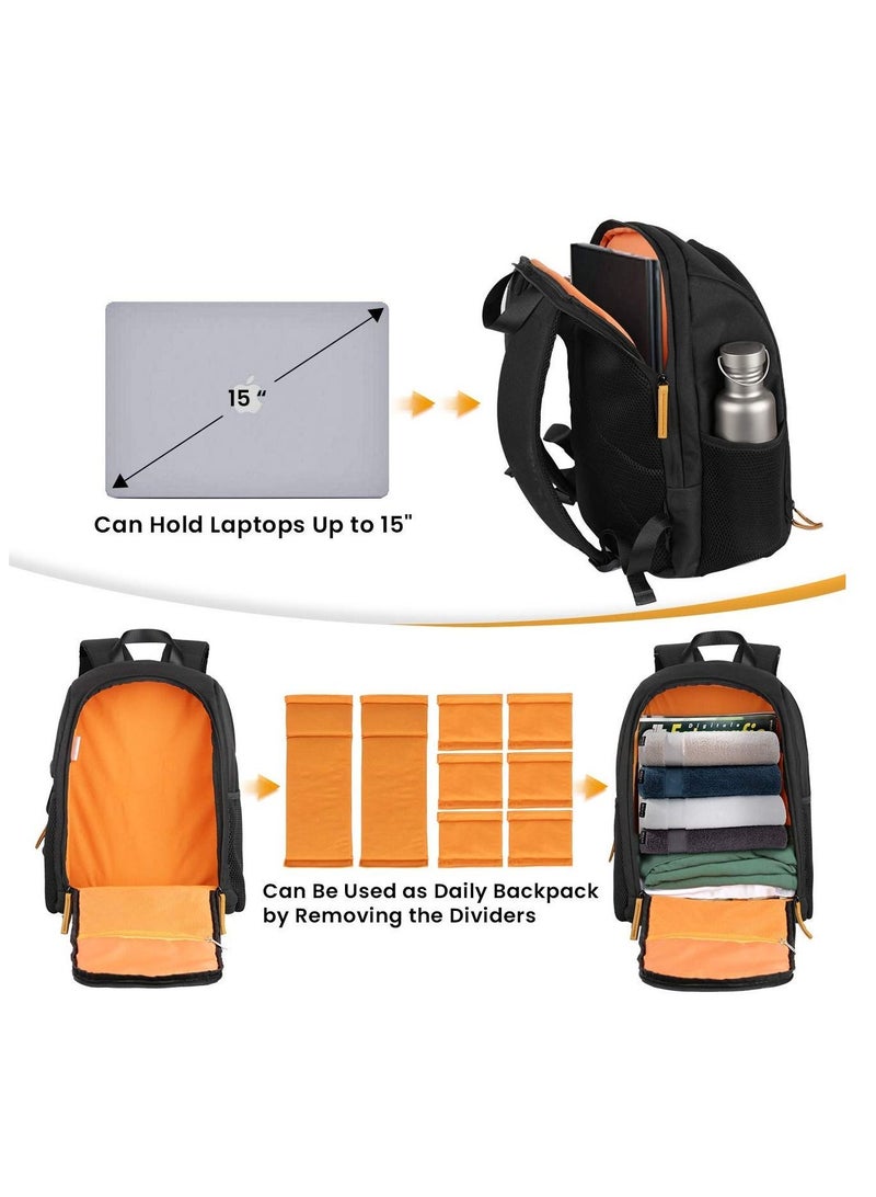Large Capacity Waterproof Shockproof Backpack Camera Bag w/15 Inch Laptop Compartment Rain Cover for Men Women Photographer DSLR SLR Cameras Lenses Tripod Photography Accessories