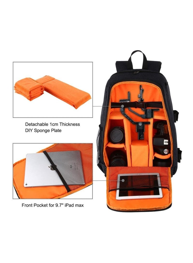 Large Capacity Waterproof Shockproof Backpack Camera Bag w/15 Inch Laptop Compartment Rain Cover for Men Women Photographer DSLR SLR Cameras Lenses Tripod Photography Accessories