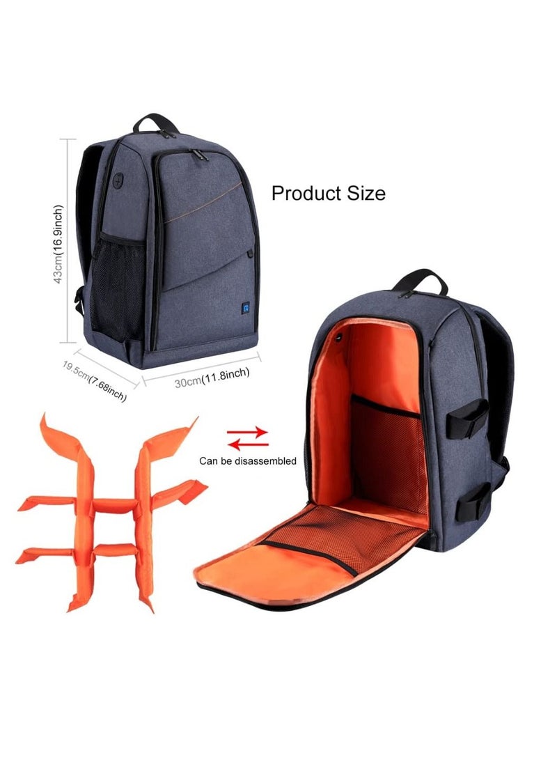 Large Capacity Waterproof Shockproof Backpack Camera Bag w/15 Inch Laptop Compartment Rain Cover for Men Women Photographer DSLR SLR Cameras Lenses Tripod Photography Accessories