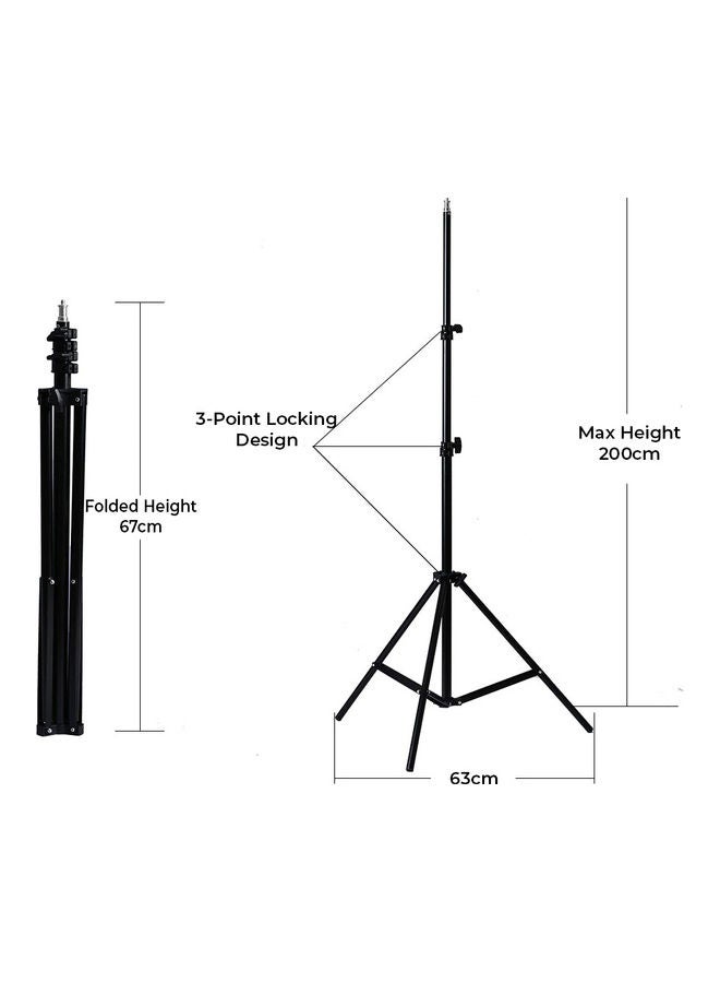 Pack of 2 Professional Photography Studio Light Stand Tripod for Reflectors, Lights, Umbrellas, DSLR 1/4 inch Thread Mount Black