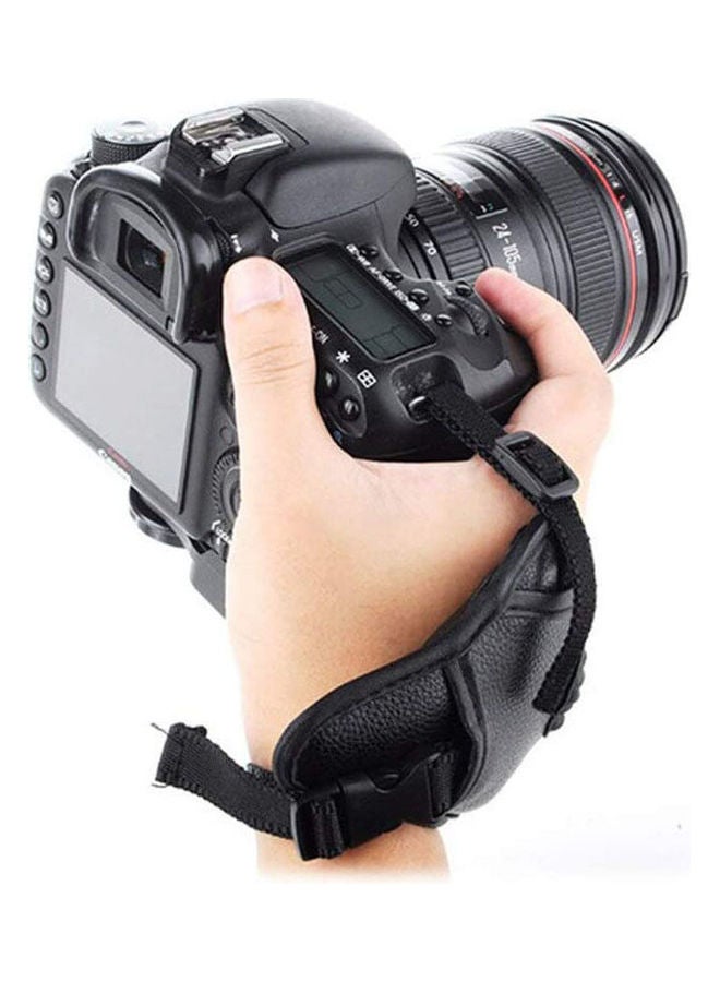 Faux Leather Professional Hand Grip Triangle Wrist Strap Compatible For Nikon Camera, Cannon DSLR Digital SLR, Mirrorless camera & Camcorders - Black