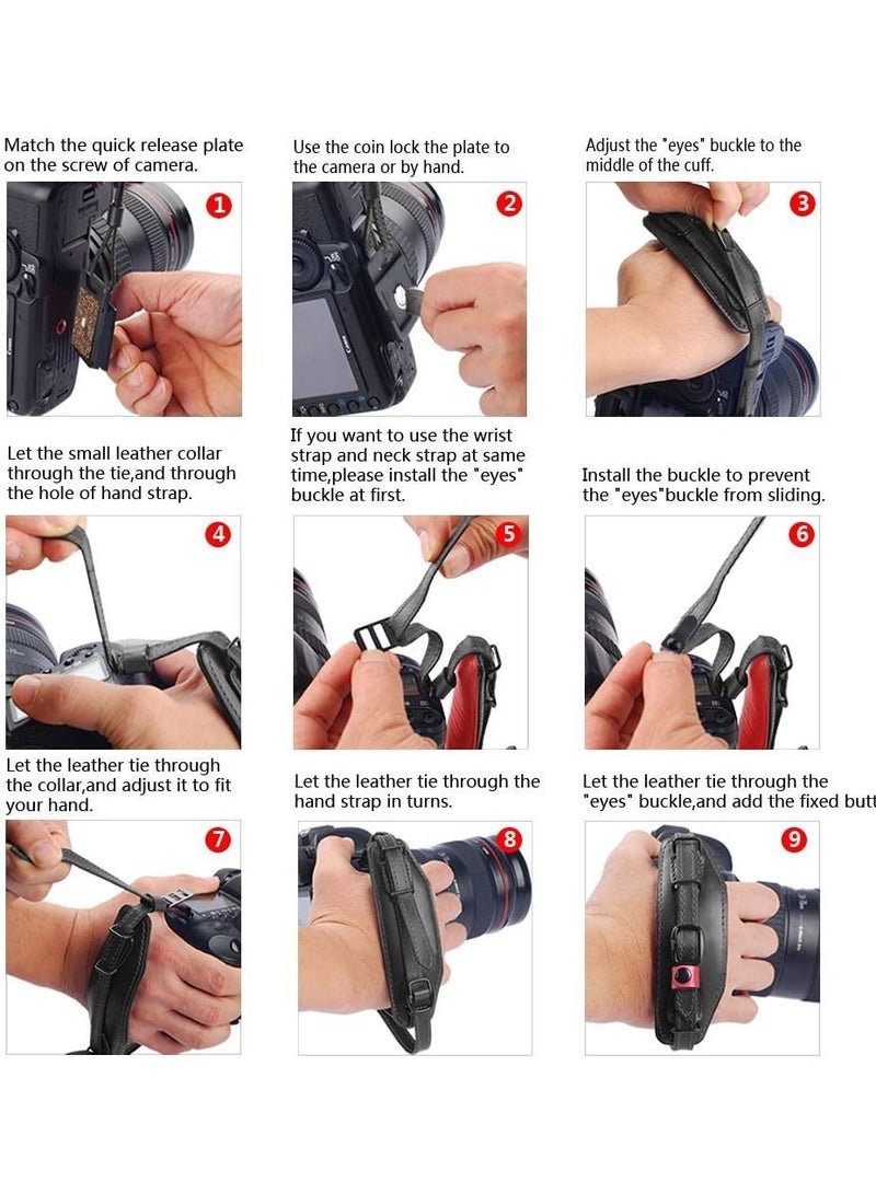 Universal Camera Wrist Hand Strap,Adjustable Leather Grip Strap,Photographers Wristband for DSLR