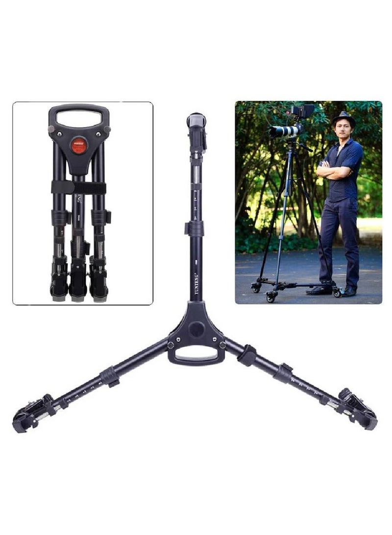 3 Wheels Pulley Universal Foldable DSLR Camera Tripod Dolly Base Stand