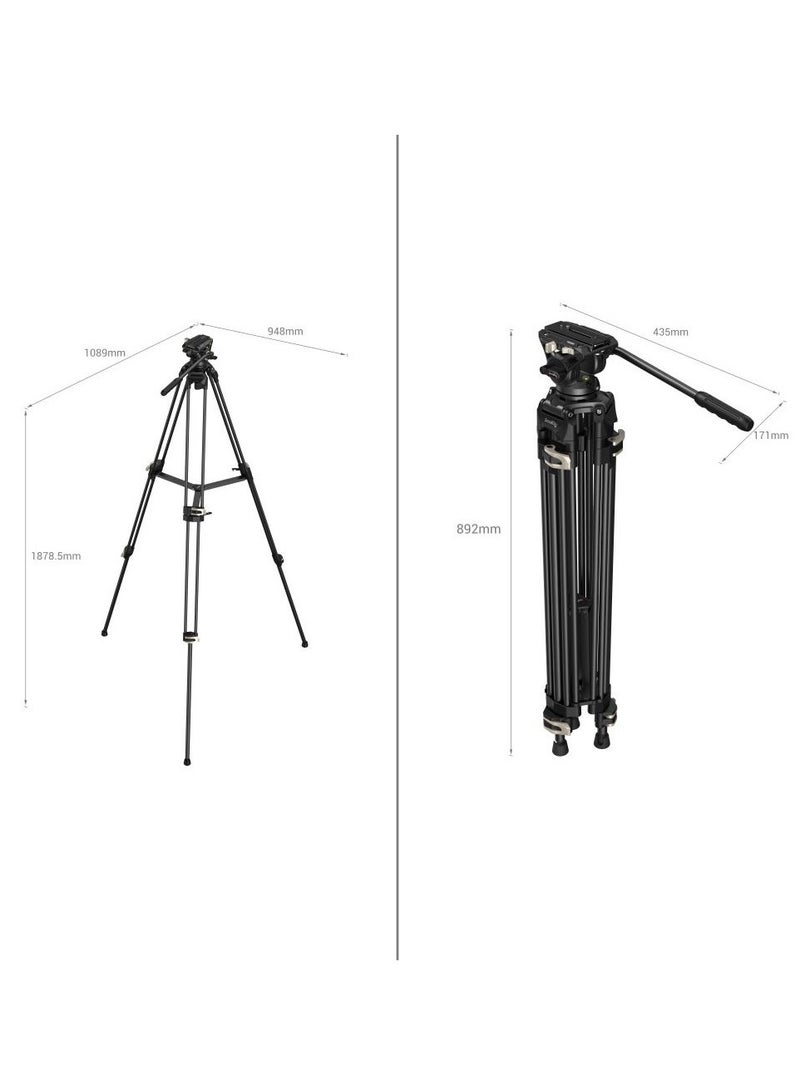 SmallRig 3751 AD-01 Heavy-Duty Fluid Head Tripod with 360 Degree Fluid Head and Quick Release Plate for DSLR, Camcorder, Cameras