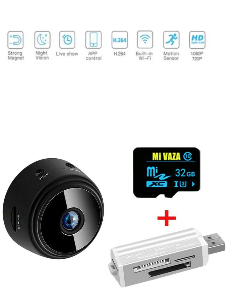 A9 WiFi Mini HD 1080P IP Camera With Memory Card 32GB