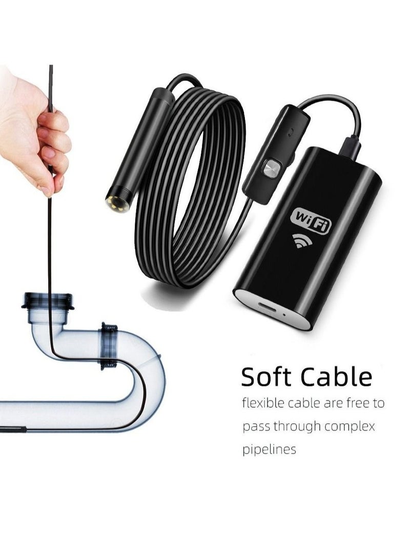WIFI Endoscope Camera - 8mm Diameter, Compatible with Android, iPhone, and Type-C USB Devices, High-Resolution Imaging for Smartphone Mobile Phones, easy for Endoscopic Car Inspection - 5m
