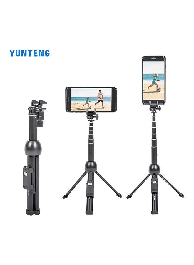 2-In-1 Portable Foldable Selfie Stick Tripod Black