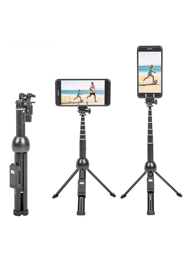 2-In-1 Portable Foldable Selfie Stick Tripod Black