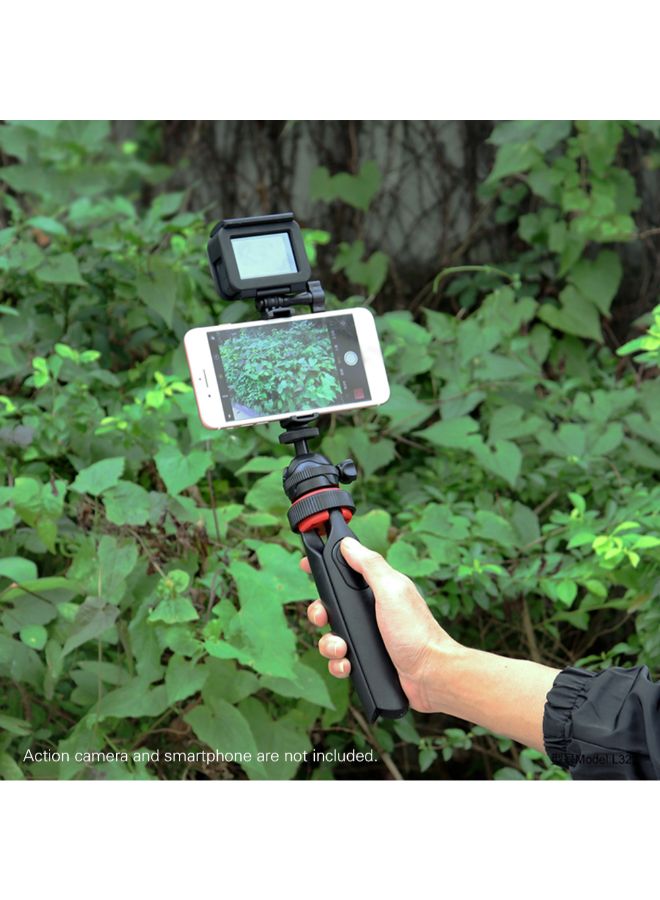 Portable Multi-Functional Tabletop Tripod With Phone Holder BT Remote Control Black