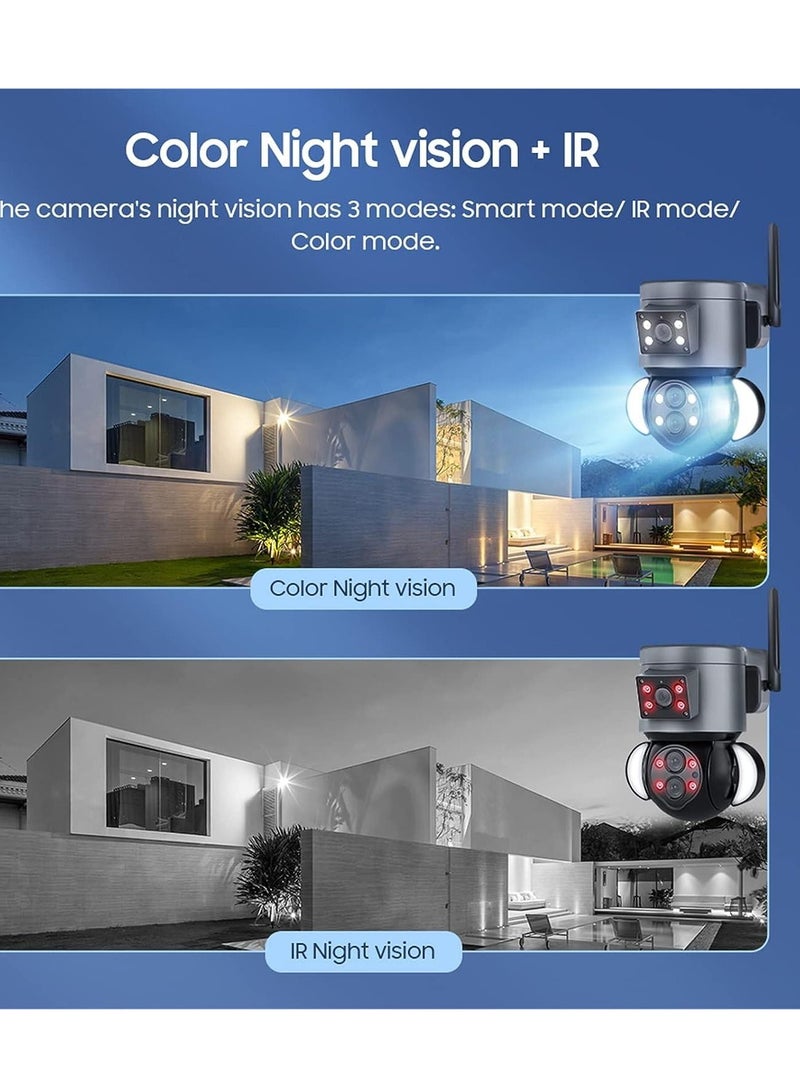 Security Camera Outdoor 4MP, 10X Optical Zoom,Dual-Lens Outdoor Camera,360 Degree Pan/Tilt/Zoom Security Camera System with Motion Tracking, Two-Way Talk,Siren Alarm, Color Night Vision