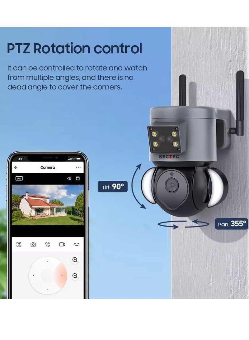 4MP HD 4G SIM Card Dual Lens IP Security Camera PTZ Camera AI Human Tracking Outdoor Camera Add Alexa And Google Home