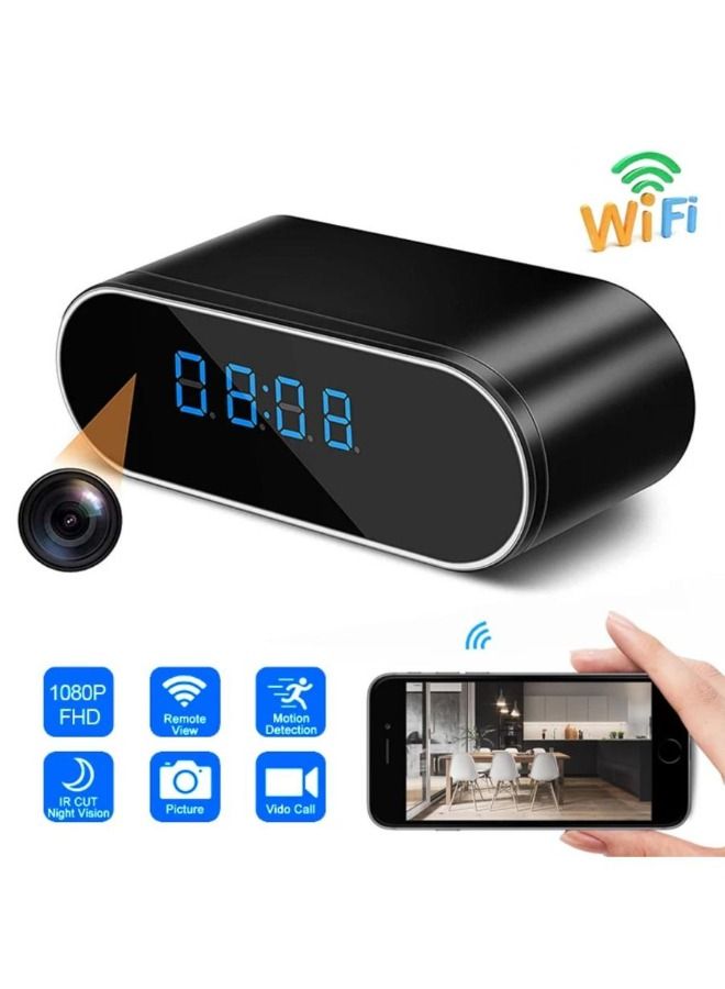 Full HD Wireless Table Clock with Night Vision IP Hidden Camera Rechargeable battery 128gb memory card support
