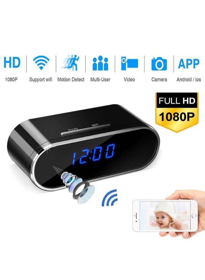 Wi-Fi 1MP Mini Clock Security Surveillance Camera With Rechargeable battery 128gb memory card support with night vision