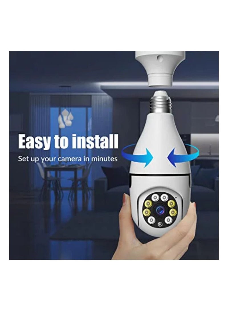 2 Pcs 1080P Security Camera Wi-Fi Light Bulb Camera Pan Tilt Surveillance CCTV Camera With Voice Intercom Motion Detection And Alerts Remote View Night Vision For Indoor Outdoor Use