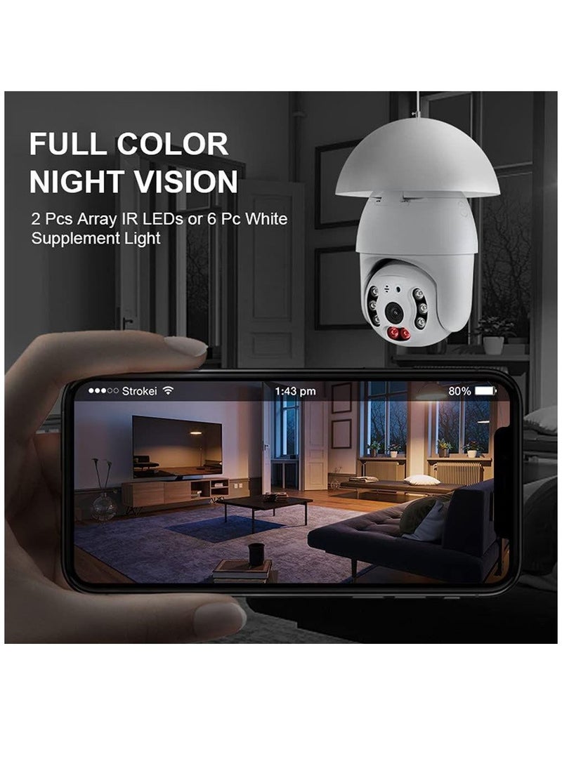 Wifi Smart CCTV Bulb Camera 1080P, Night Vision IP Camera, PTZ Camera, Digital Zoom Monitor, Home Security System White