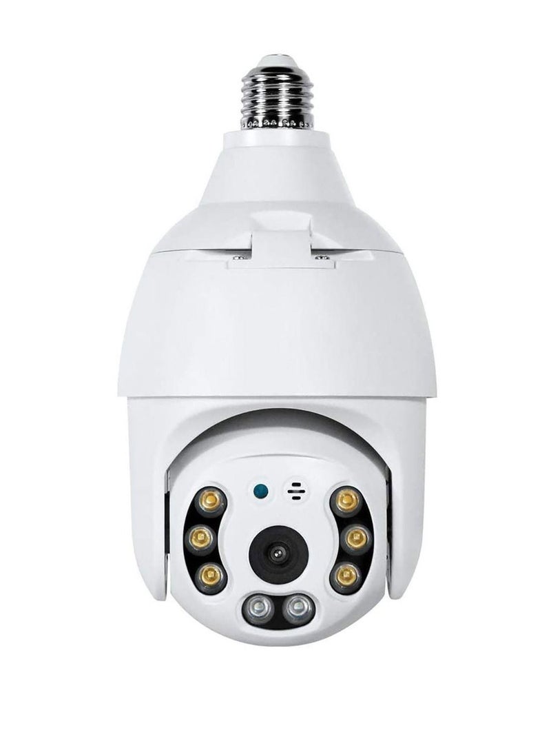 Wifi Smart CCTV Bulb Camera 1080P, Night Vision IP Camera, PTZ Camera, Digital Zoom Monitor, Home Security System White