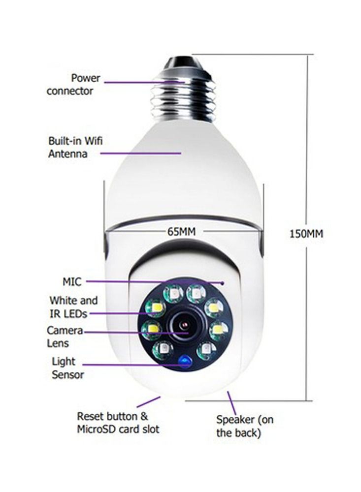 Y23 JXLCAM light bulb IP Camera body motion tracking night vision motion detection two-way audio