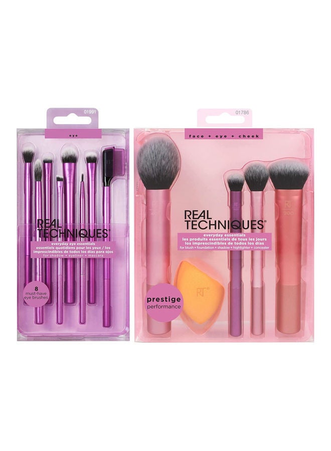 Eyeshadow Brush Set, Makeup With Gel Eyeliner, Flat Eye, And Eyelash Brushes, Sponge Blender For Eyeshadow, Foundation, Blush, And Concealer Set Of 13 Set of 01991,01997