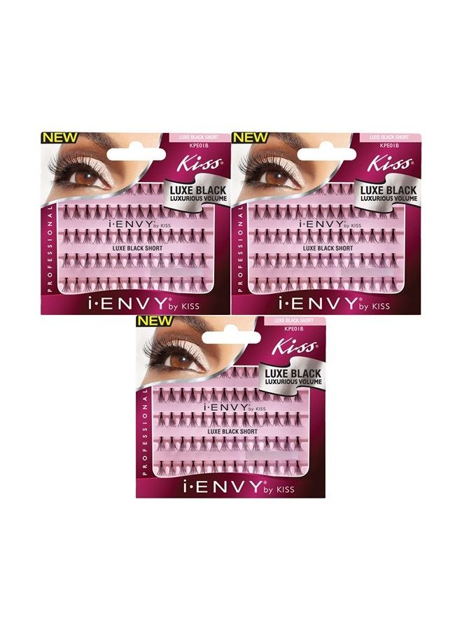 Kiss Individual Flare, Luxe Black, Short (Pack of 3)