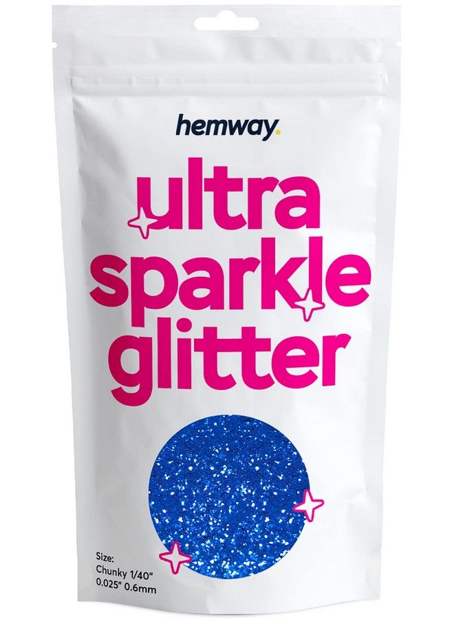 Premium Ultra Sparkle Glitter Multi Purpose Metallic Flake For Arts Crafts Nails Cosmetics Resin Festival Face Hair Sapphire Blue Chunky (1/40