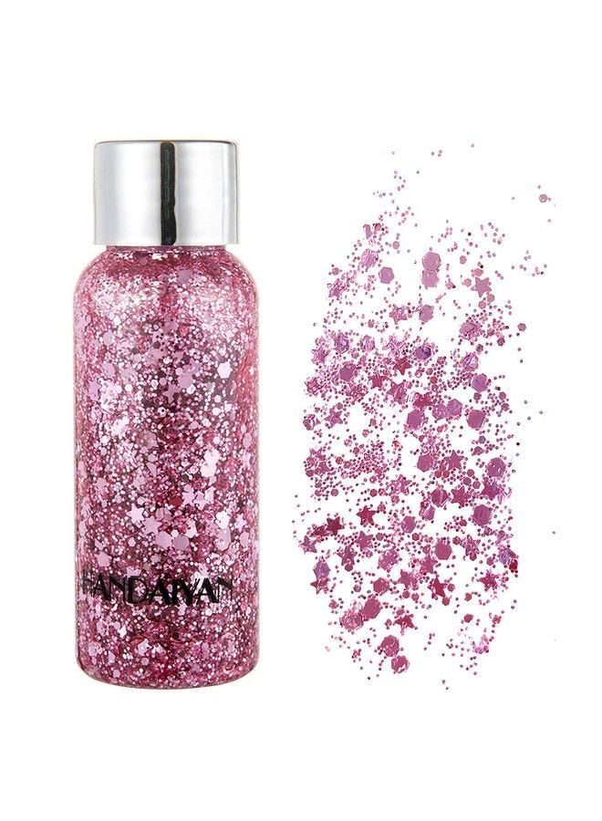 Holographic Body Glitter TEOYALL Long Lasting Glitter Shimmer Chunky Sequins Glitters for Body Face Hair Makeup (Pink)