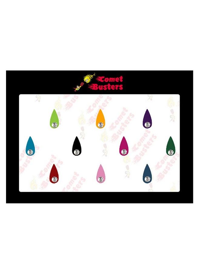 Tear Drop Shaped Multicolor Bindi With Stone (10 Mm) (Bin1021)