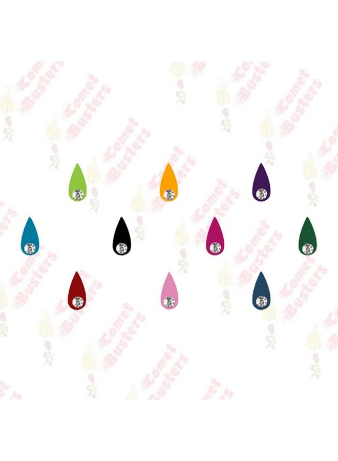 Tear Drop Shaped Multicolor Bindi With Stone (10 Mm) (Bin1021)