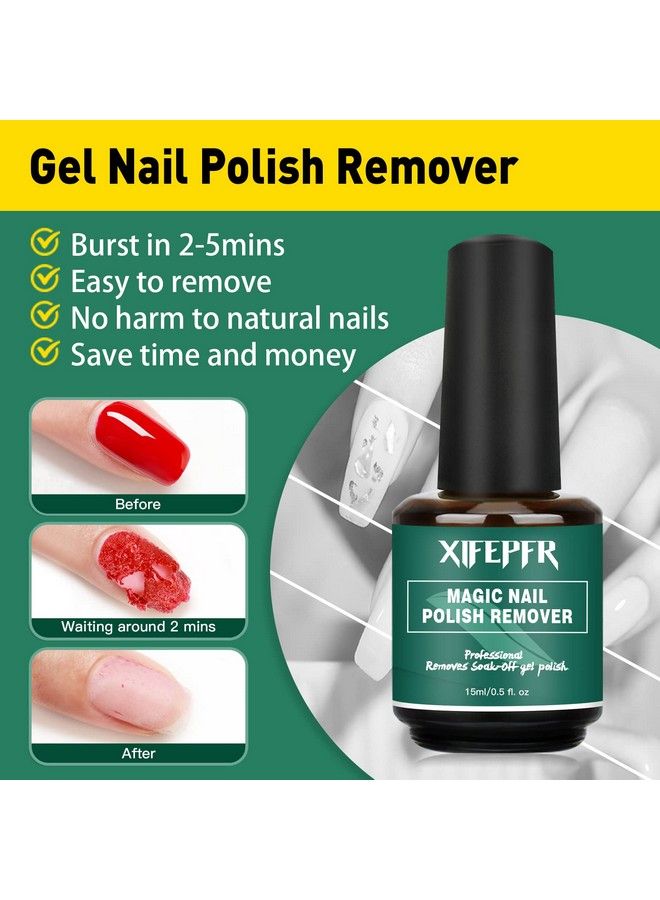 Gel Nail Polish Remover Kit 2 Pack Gel Polish Remover With Liquid Latex Nail Buffer And File Cuticle Pusher Trimmer Magic Gel Remover 25 Minutes Remove Gel Polish No Soaking Wrapping
