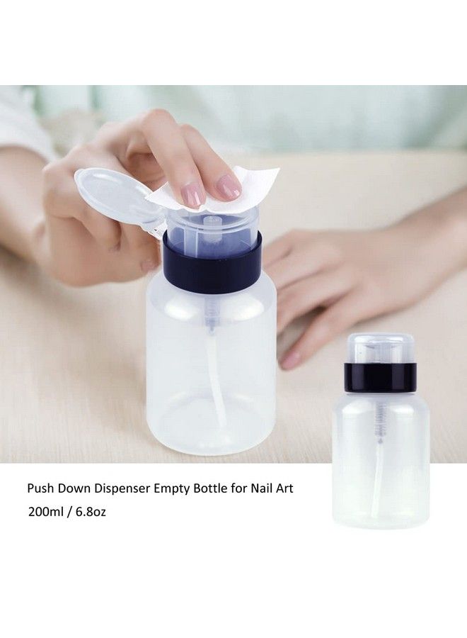 3Pcs Empty Nail Polish Remover Bottle Push Down Pump Dispensers With Flip Top Cap For Nail Polish And Cosmetics Makeup Remover (200Ml)