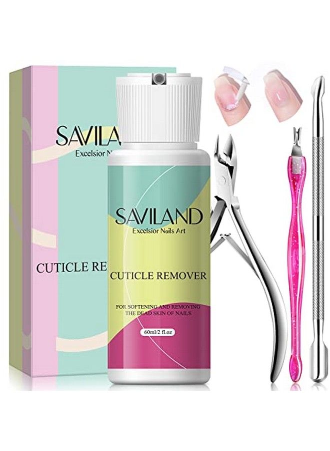 Cuticle Remover Kit 2.03 Oz Cuticle Remover Liquid Cream With Cuticle Trimmer Cuticle Nipper And Cuticle Pusher For Professional Nail Manicure