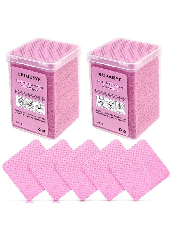 400 Pcs Lint Free Nail Wipes Eyelash Extension Glue Wipes Super Absorbent Soft Nonwoven Fabric Lash Glue Wipes Nail Polish Remover Wipes For Lash Extension Supplies & Nail Polish Bottle(Pink)