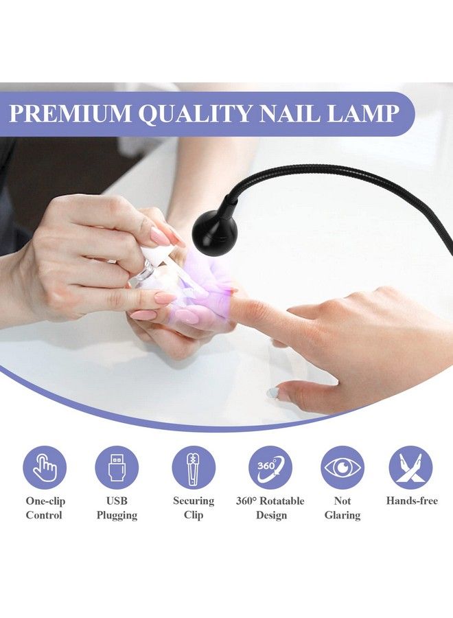 U V Led Nail Lamp Mini Led Nail Lamp Gel X Lamp For Nails With Securing Clip Rotatable Led Light For Nails For Curing Gel Polish U V Nail Gels Manicure Home Diy Black