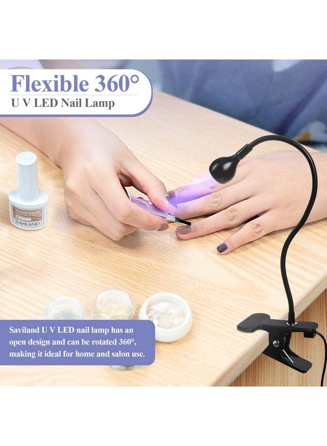 U V Led Nail Lamp Mini Led Nail Lamp Gel X Lamp For Nails With Securing Clip Rotatable Led Light For Nails For Curing Gel Polish U V Nail Gels Manicure Home Diy Black