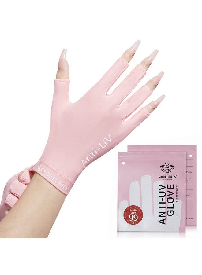 Uv Gloves For Nails Premium Upf99+ Uv Protection Gloves For Uv/Led Gel Nail Lamp Manicure Nail Art Skin Care Fingerless Anti Uv Glove Protect Hands From Uv Harm (Pink)