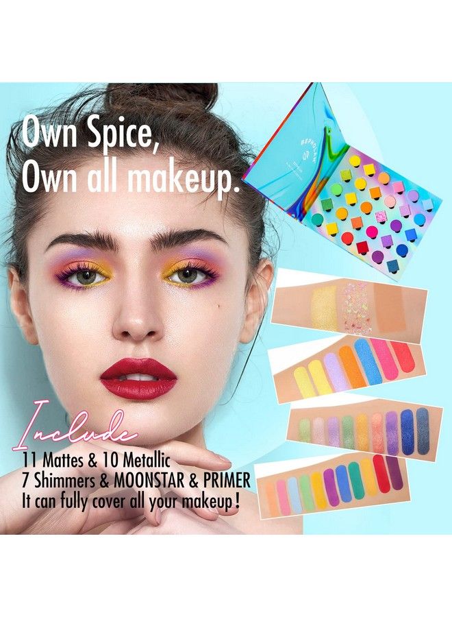 Eyeshadow Palette30 Colors Rainbow Eye Shadow Highly Pigmented Makeup PaletteInclude Primer and Glitter EyeshadowWaterproof And Sweatproof (SPICE)