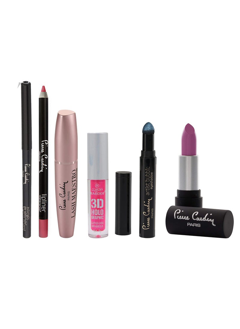 Pierre Cardin Eye Trio Set And Lip Trio Set Combo Multicolour Pack of 6