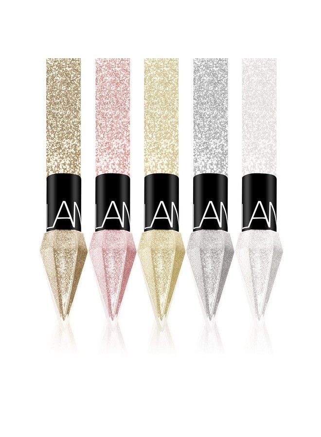 5 Colors/Pack Glitter Liquid Eyeliner Set Metallic Shimmer Pigment Liquid Eye Liner Pen Diamond Waterproof Long Lasting Colorful Eyeshadow Makeup Set for Women Girls