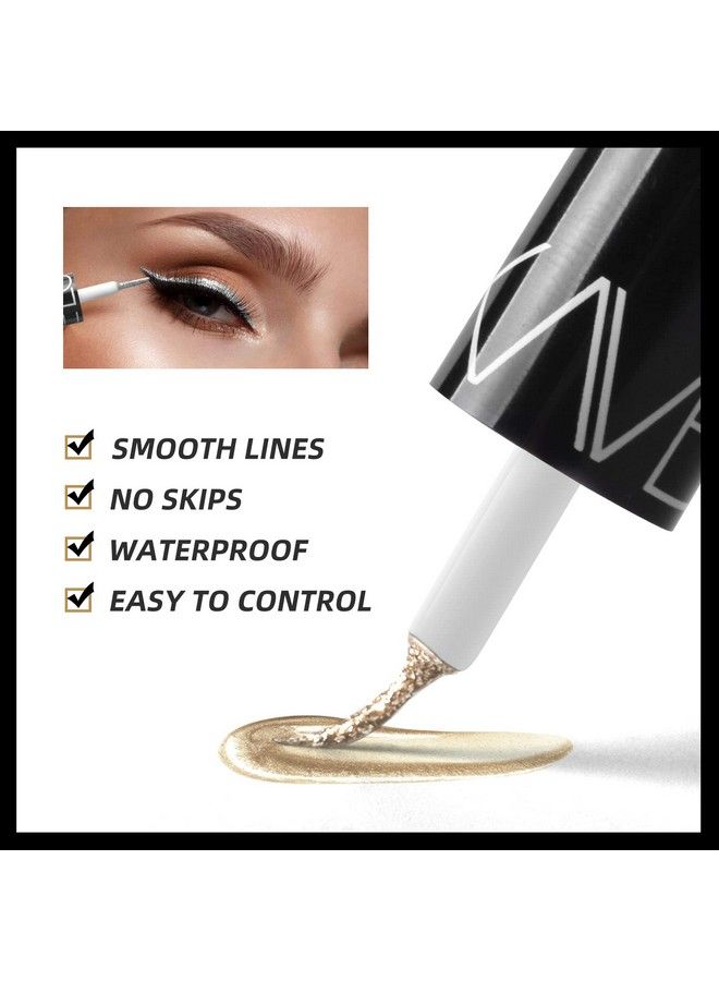 5 Colors/Pack Glitter Liquid Eyeliner Set Metallic Shimmer Pigment Liquid Eye Liner Pen Diamond Waterproof Long Lasting Colorful Eyeshadow Makeup Set for Women Girls