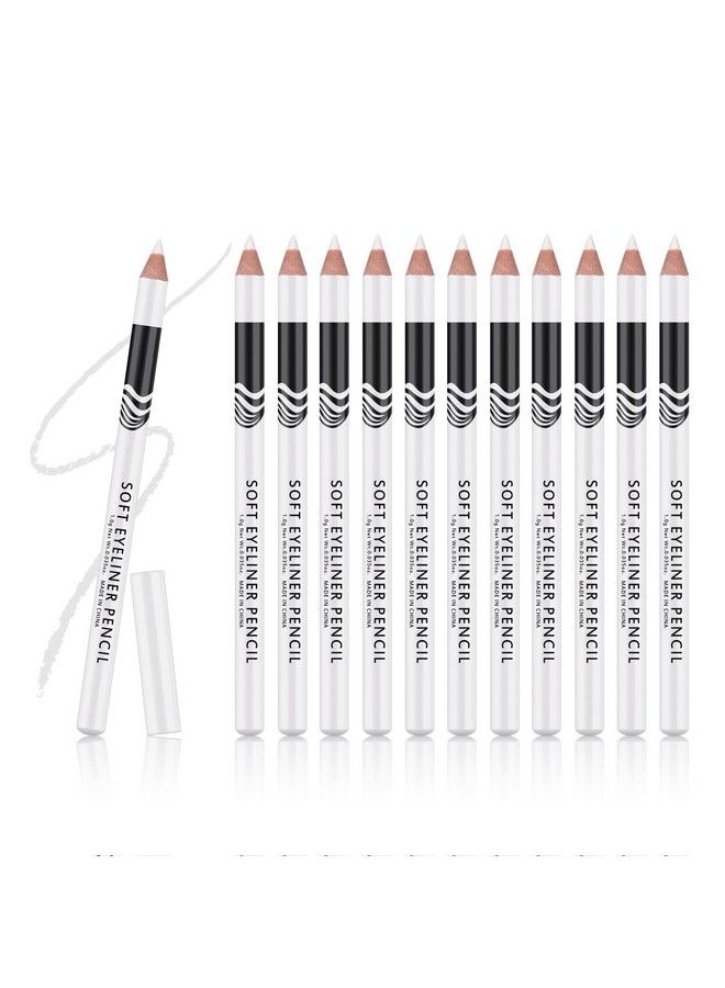 12 Packs Professional Highlighter Eye Liner Pen Soft Strokes Easy to Color Eyeshadow Pencil Waterproof Long lasting White Eyeliner Pencil Makeup