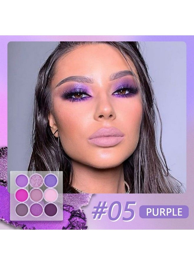 Waterproof 9 Colors Shimmer Matte Eyeshadow PaletteLongwearing Highly Pigmented Glitter Powder PaletMatt Pink Shiny Purple Eye shadow Palet Eye Makeuppaleta de sombras moradas