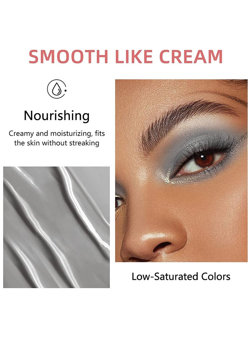 Liquid Eyeshadow 9 Colors Set Matte Pearlescent Shimmer Glitter Eyeshadow Black Grey White Silver Smokey Eye Shadow Makeup Kit Quick Drying Waterproof Long Lasting Eye Glitter Makeup