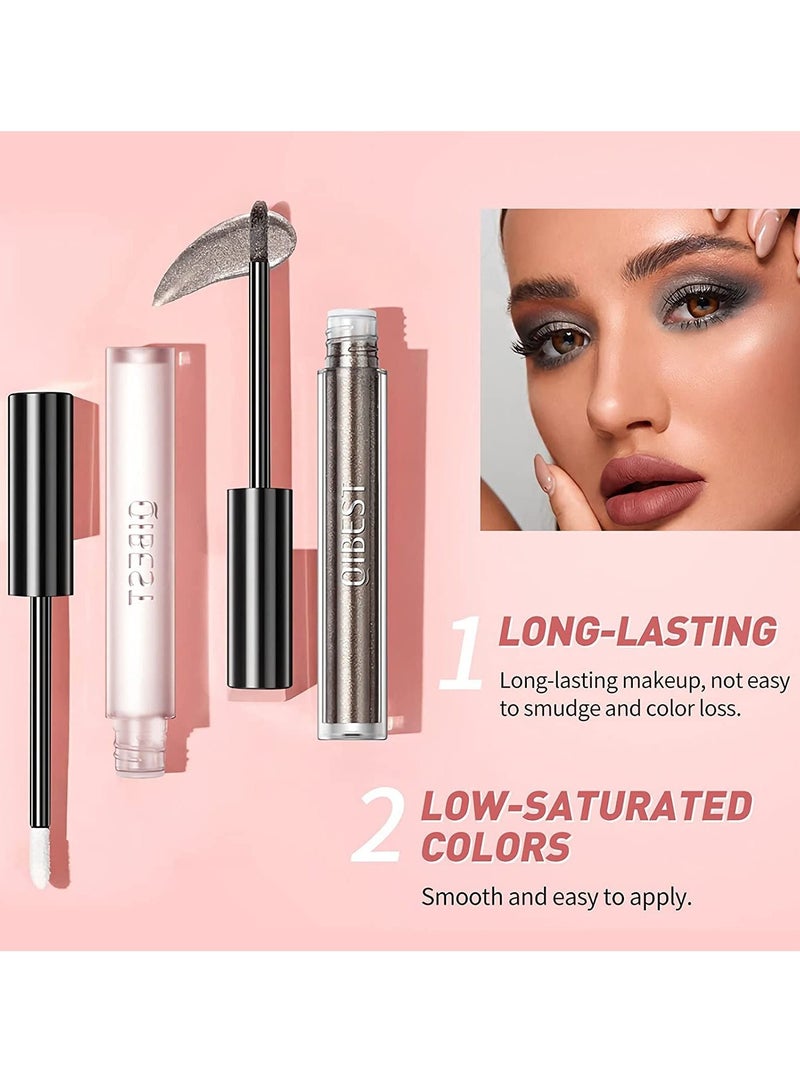 Liquid Eyeshadow 9 Colors Set Matte Pearlescent Shimmer Glitter Eyeshadow Black Grey White Silver Smokey Eye Shadow Makeup Kit Quick Drying Waterproof Long Lasting Eye Glitter Makeup