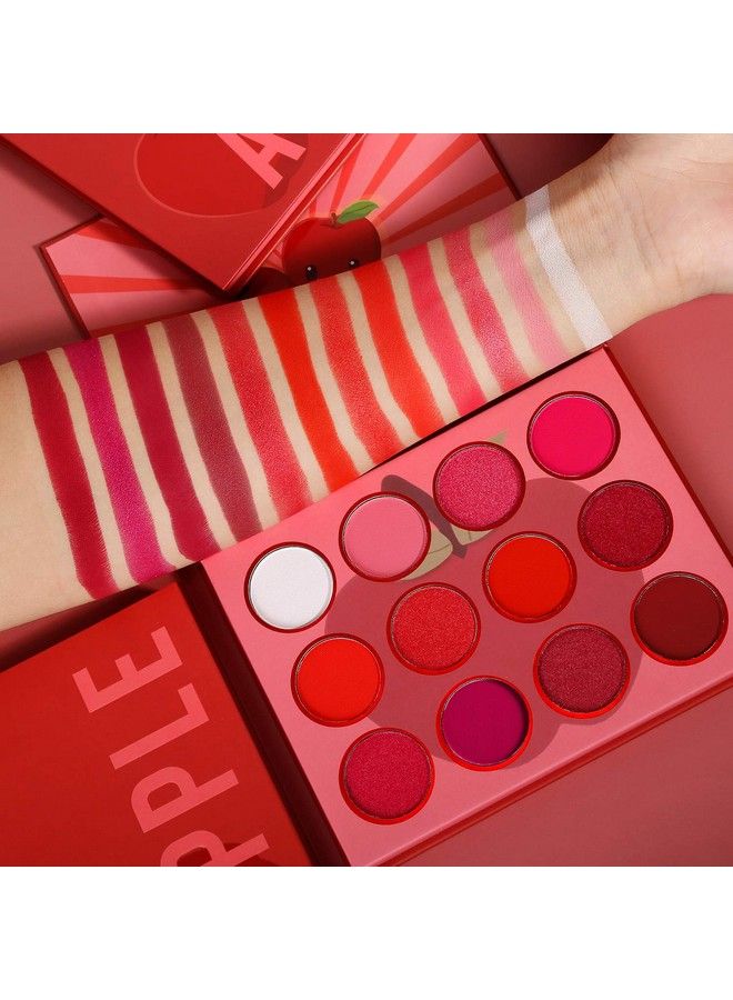 Red Eyeshadow Palettes Makeup ProfessionalAfflano Ultra Pigmented and Blending Bright Dark Hot True Red Eye Shade 12 ColorVelvet Matte Shimmer Texture Warm Fall Sunset Eye Shadow PalletCruelty Free