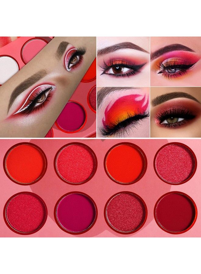 Red Eyeshadow Palettes Makeup ProfessionalAfflano Ultra Pigmented and Blending Bright Dark Hot True Red Eye Shade 12 ColorVelvet Matte Shimmer Texture Warm Fall Sunset Eye Shadow PalletCruelty Free