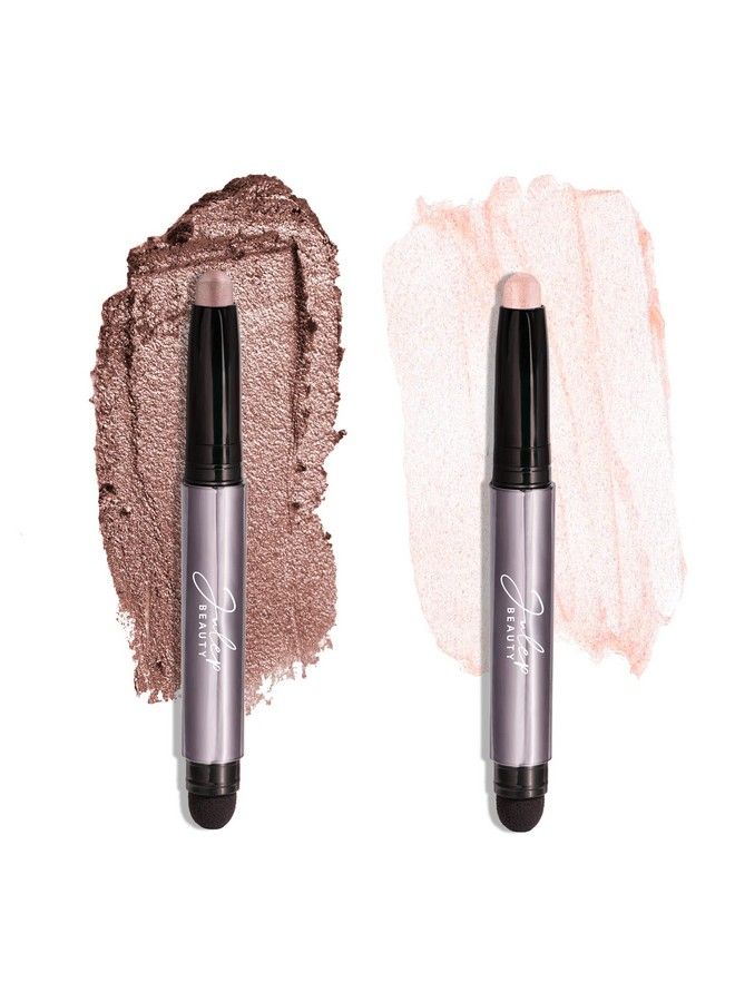 Eyeshadow 101 Crème to Powder Waterproof Eyeshadow Stick Duo Blush Pink Metallic & Mink Mauve Metallic