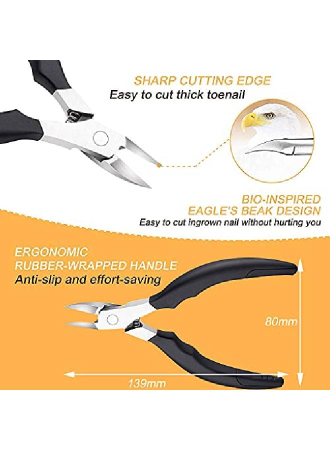 ® Toenail Clippers For Thick Nails Nail Clippers Kit Set For Men And Women Heavy Duty Nail Nippers Cutter For Pedicure Precision Ingrown Fingernails (Black)