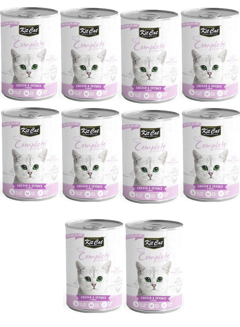 Kit Cat Complete Cuisine Chicken And Skipjack In Broth Cat Wet Food 10X150g