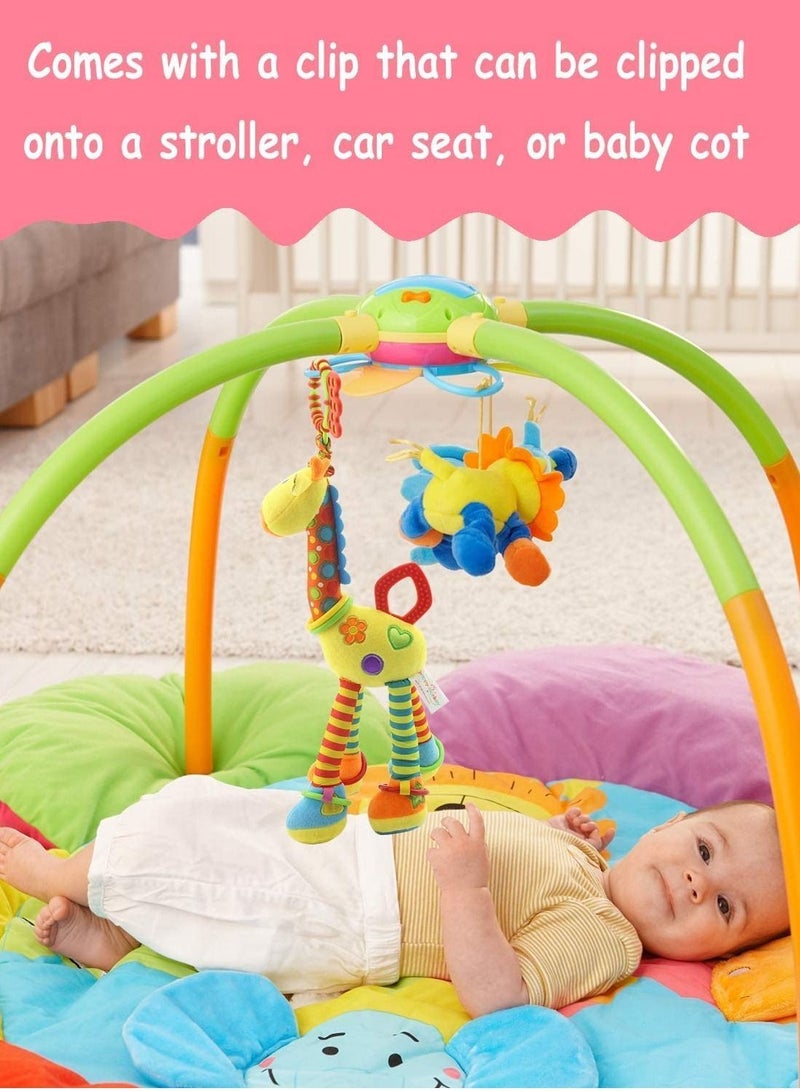 Car Seat Toys, Hanging Baby Stroller Toys Rattles 0-11 Months for Colorful Animal Bell Rattle Infants Sensory Soft Musical Moving Newborn Boys Girls Gifts